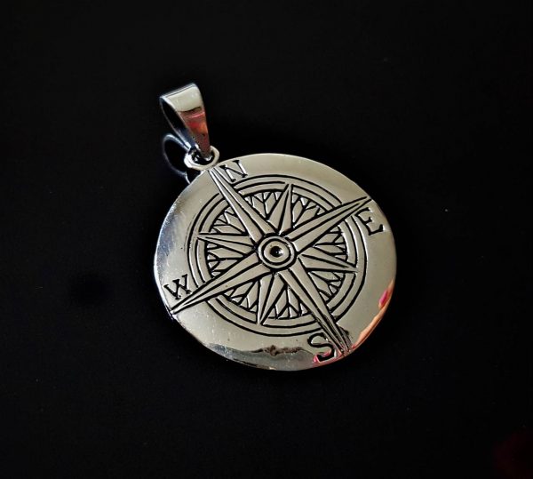 Eliz STERLING SILVER 925 Compass Sacred Symbols North South East West Talisman Amulet Handmade EXCLUISVE