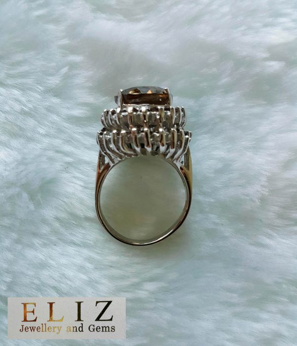 Genuine Smoky Quartz Sterling Silver 925 Ring Natural Gemstone Exclusive Design - Size 6.5, 7.5, 9, 10