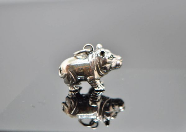 Hippo 925 Sterling Silver Happy Hippo Pendant Charm