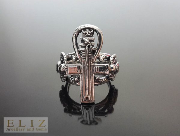 Egyptian Ankh Ring 925 Sterling Silver Sacred Cross Key of Life Sacred Egyptian Symbol Talisman Protection