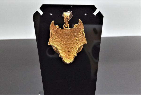 Fenrir Wolf Pendant STERLING SILVER 925 22 k Gold Plated Celtic Amulet Viking Jewelry Scandinavian Talisman