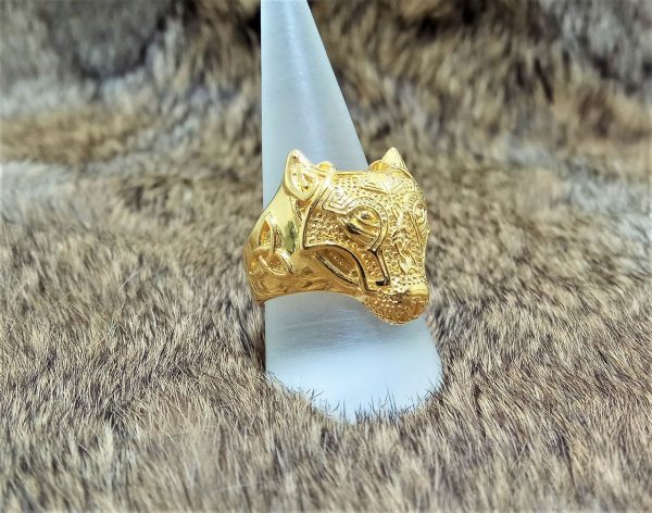 Fenrir Wolf Ring STERLING SILVER 925 18 K Gold Plated Celtic Amulet Viking Jewelry Talisman