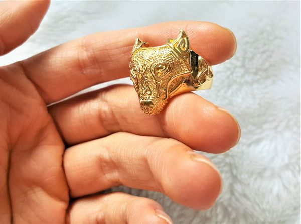 Fenrir Wolf Ring STERLING SILVER 925 18 K Gold Plated Celtic Amulet Viking Jewelry Talisman