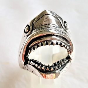 STERLING SILVER 925 Shark Jaw Teeth Exclusive Design Heavy Ring 25 grams
