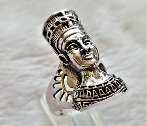 STERLING SILVER 925 Nefertiti Egyptian Queen Great Royal Wife Pharaoh Ring Egypt Symbol Talisman