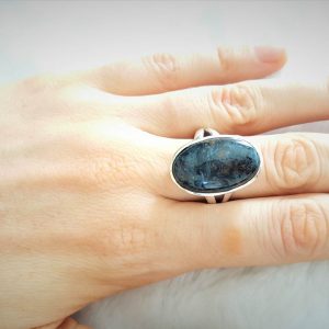 PIETERSITE Sterling Silver 925 Ring Rare Genuine Blue Natural Gemstone Exclusive Gemstone