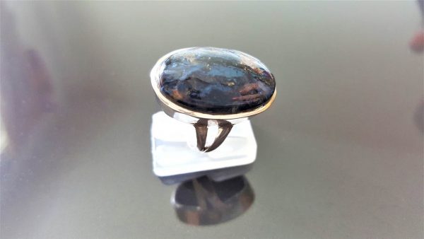 PIETERSITE Sterling Silver 925 Ring Rare Genuine Blue Natural Gemstone Exclusive Gemstone