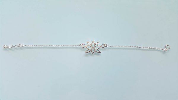 Lotus Flower Bracelet STERLING SILVER 925 Celestial Divine Talisman Amulet Sacred Symbol Divinity Adjustable form 8.5 to 7 inches