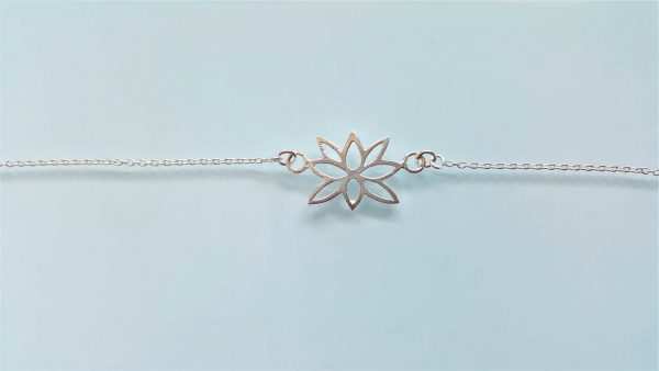 Lotus Flower Bracelet STERLING SILVER 925 Celestial Divine Talisman Amulet Sacred Symbol Divinity Adjustable form 8.5 to 7 inches