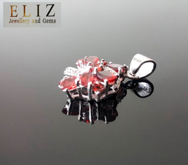 GARNET Sterling Silver 925 Pendant & Cubic Zirconia Genuine Garnet Gemstone Talisman Amulet