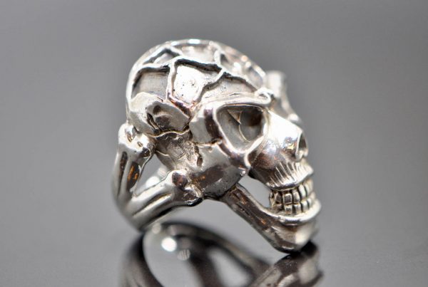 Skull 925 Sterling Silver Ring Wild Joker Skull and Bones Heavy 25 grams
