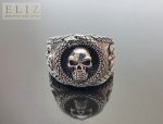 Ouroboros Skull Ring Sterling Silver 925 Fleur de Lis Snake eats its tail Exclusive design Signet Ring