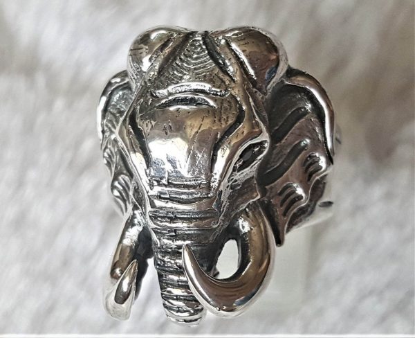 Elephant Ring STERLING SILVER 925 Big Tusks Exclusive Unique Design Large Elephant Talisman Heavy 20 grams