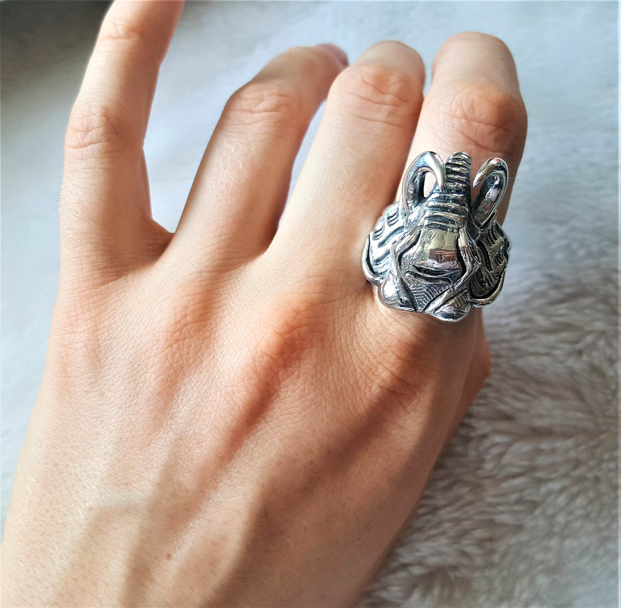 Elephant Ring STERLING SILVER 925 Big Tusks Exclusive Unique Design ...
