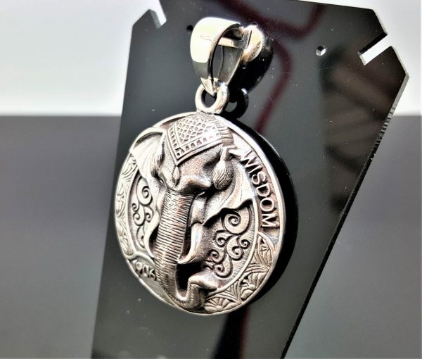 Elephant Pendant 925 Sterling Silver Great Ganesha Wisdom Lord of Success Wealth Ohm Aum Talisman Amulet Spiritual Guidance Heavy 22 grams