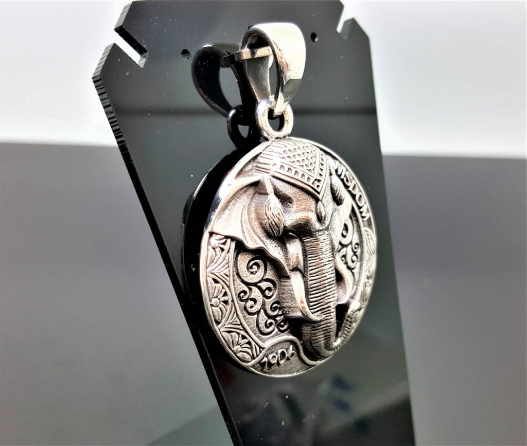 Elephant Pendant 925 Sterling Silver Great Ganesha Wisdom Lord of ...