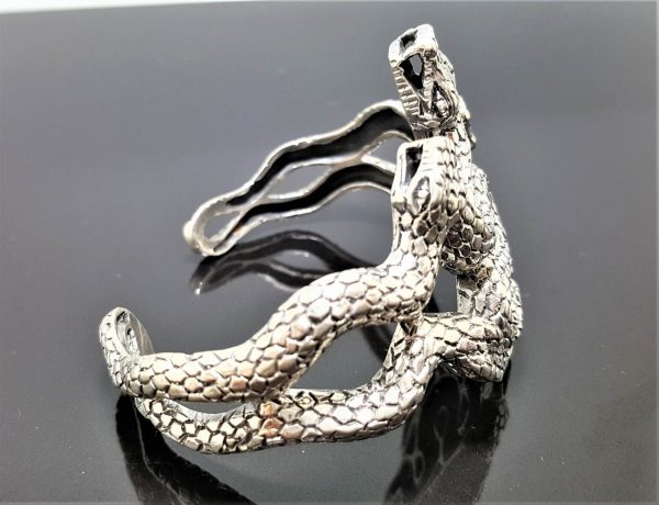 Snake STERLING SILVER 925 Bracelet Double Headed Snakes Talisman Heavy 44.6 grams