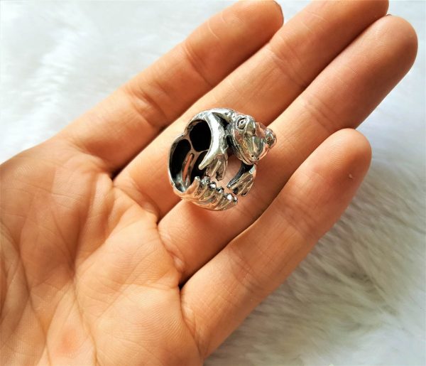 Frog 925 Sterling Silver Ring Handmade Frog Animal Ring Good Luck Ring Talisman Amulet Exclusive Design Adjustable