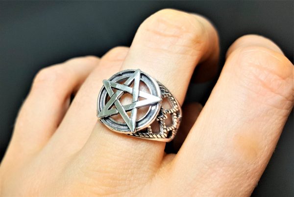 925 Sterling Silver Ring Pentagram Star Pentacle Sacred Symbols 5 pointed star Talisman Protective Amulet Exclusive Gift