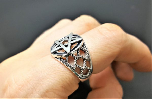 925 Sterling Silver Ring Pentagram Star Pentacle Sacred Symbols 5 pointed star Talisman Protective Amulet Exclusive Gift