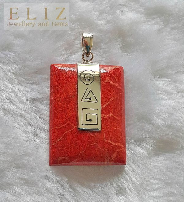 Natural Red Coral Sterling Silver 925 Pendant Large Custom Made Gift Talisman Amulet
