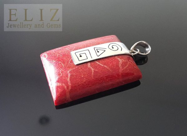 Natural Red Coral Sterling Silver 925 Pendant Large Custom Made Gift Talisman Amulet