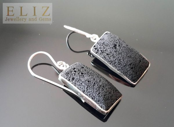 Lava Sterling Silver 925 EARRINGS Natural Volcanic Lava Energy Crystal Essential oil diffuser