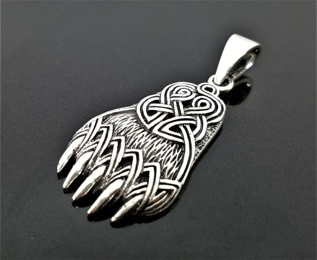 Bear Paw Sterling Silver 925 Pendant Celtic Viking Bear Paw Claw Slavic