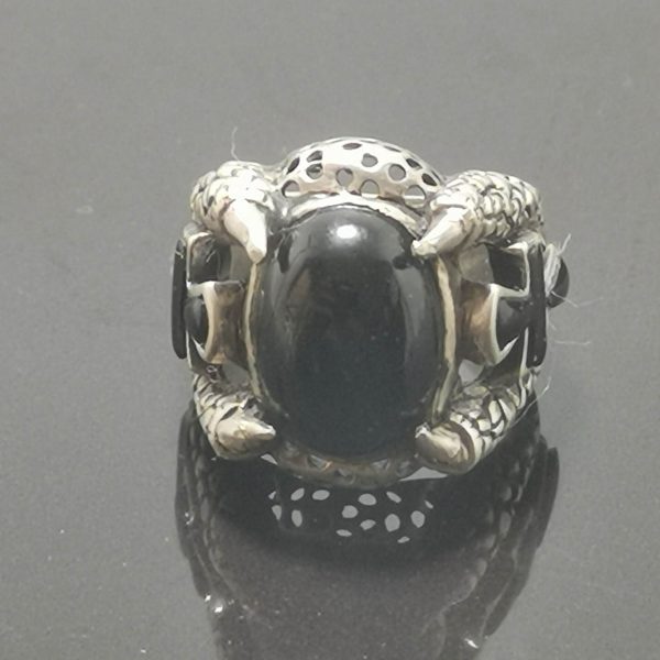925 Sterling Silver Onyx Ankh Ring Eliz