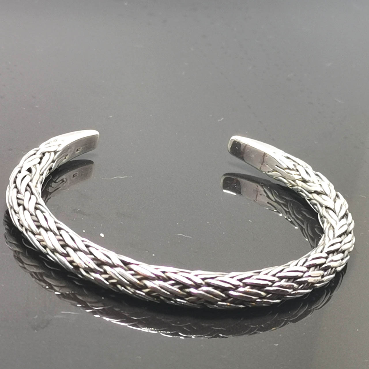 Bracelet 925 Sterling Silver Braided Cuff Bracelet - ELIZ Jewelry and Gems
