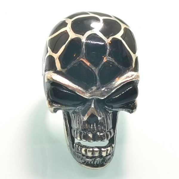 Skull 925 Sterling Silver Ring Onyx Skull Ring Biker Rocker Gothic Punk
