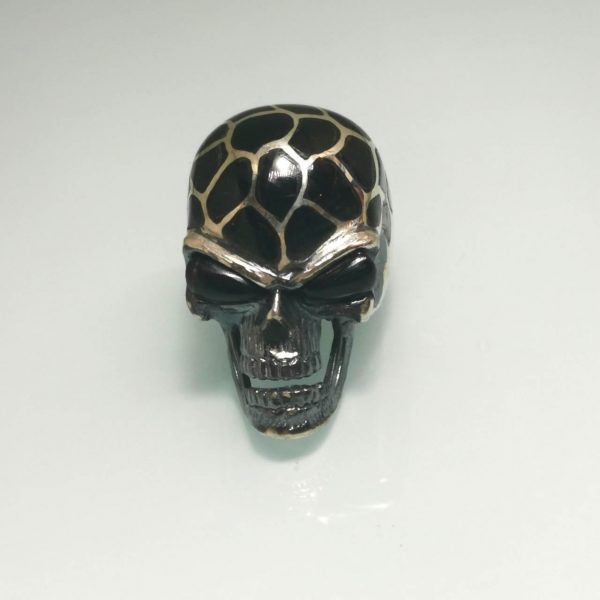 Skull 925 Sterling Silver Ring Onyx Skull Ring Biker Rocker Gothic Punk