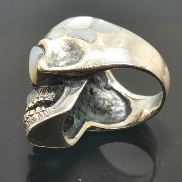 Skull 925 Sterling Silver Ring Mother of Pearl Skull
