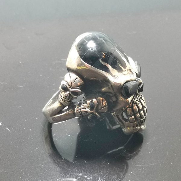 Skull 925 Sterling Silver Ring Onyx Skull Ring