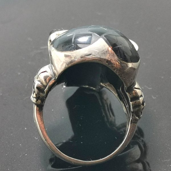 Skull 925 Sterling Silver Ring Onyx Skull Ring