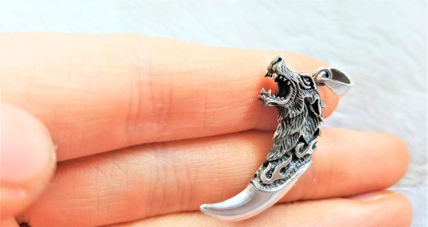 Wolf Fang STERLING SILVER 925 Pendant Wolf Claw Viking Wolf Talisman Amulet Gift for him