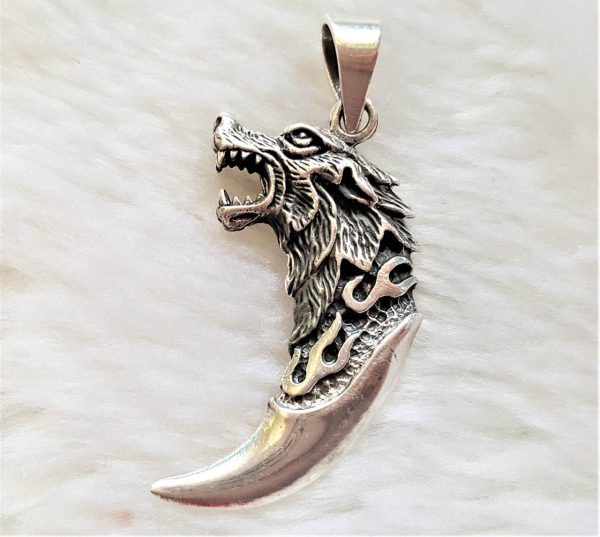 Wolf Fang STERLING SILVER 925 Pendant Wolf Claw Viking Wolf Talisman Amulet Gift for him