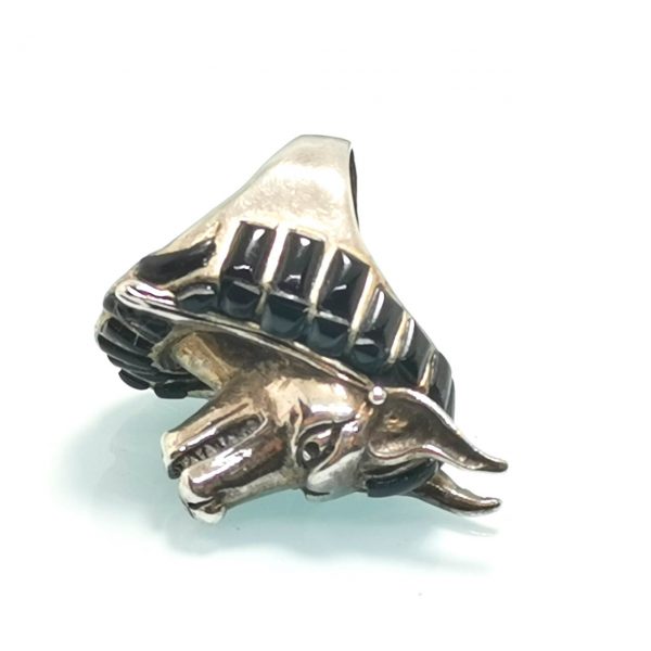 Anubis Sterling Silver 925 Ring Anubis God of Egypt Jackal Head Natural Onyx Ring