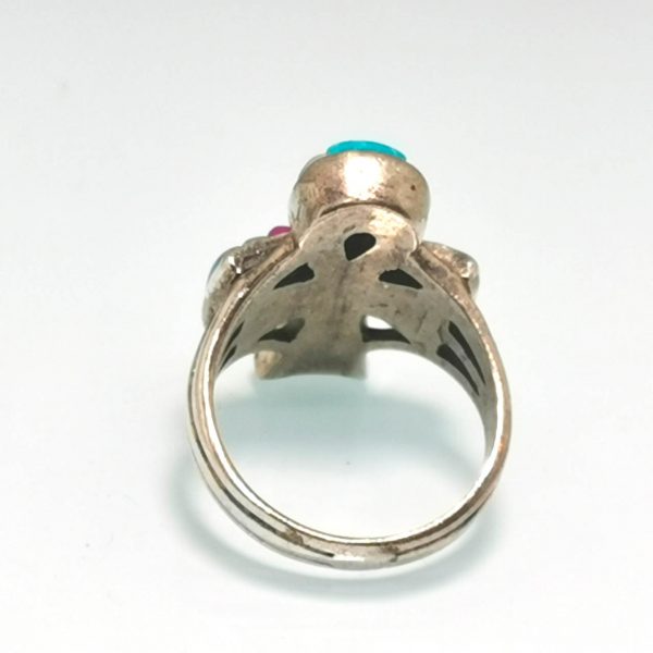 Ankh 925 Sterling Silver Ring Egyptian Sacred Symbol Handmade Turquoise Howlite Mother of Pearl