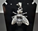 Bumble Bee STERLING SILVER 925 Bee Pendant Charm Honey Bee Apiary Jewelry Good Luck Talisman Amulet Exclusive Gift
