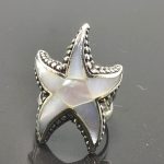 925 Sterling Silver Starfish Natural Mother of Pearl Ring