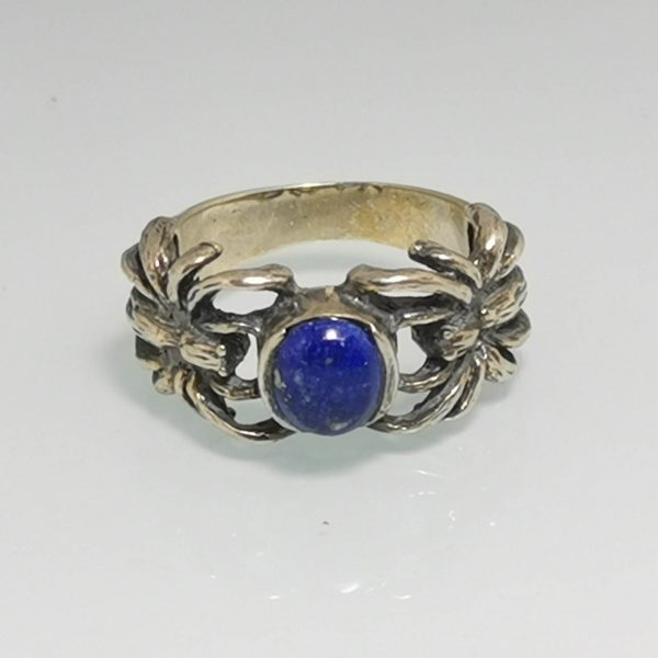 Eliz. 925 Sterling Silver Spider Tarantula Lapis Lazuli Ring