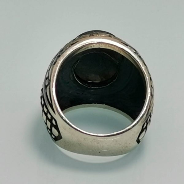 Eliz. 925 Sterling Silver  Huge 17 Gram Turkish Signet Natural Amethyst Cabochon Ring