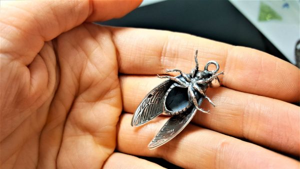 Cicada Pendant 925 STERLING SILVER Flying Bug Insect Fly Charm Cute Gift