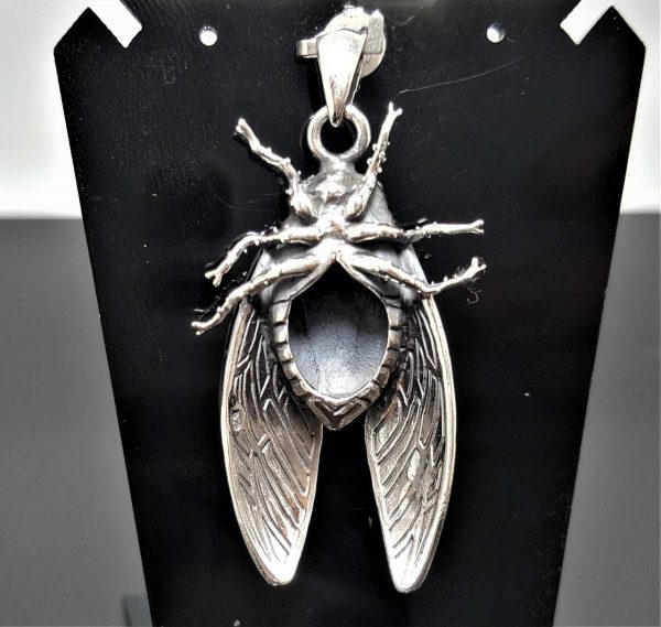 Cicada Pendant 925 STERLING SILVER Flying Bug Insect Fly Charm Cute Gift