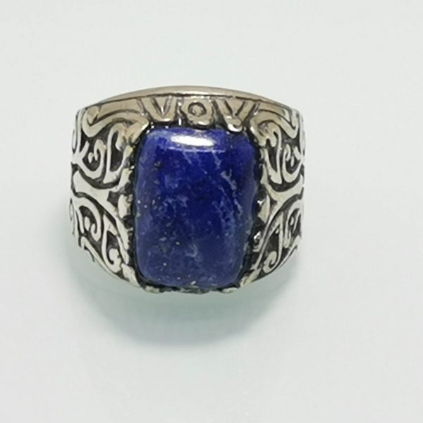 Eliz. 925 Sterling Silver Lapis Lazuli Turkish Signet Ring