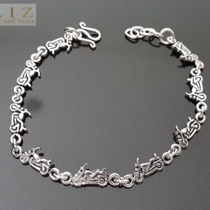 925 Sterling Silver Motorcycle Link Bracelet