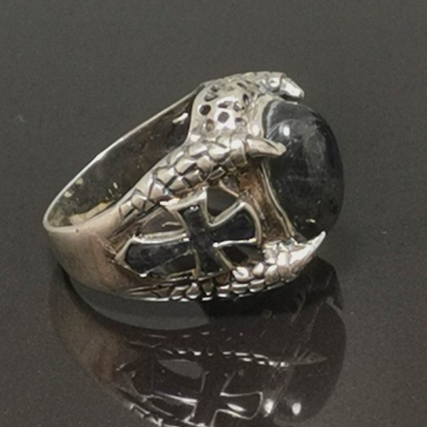 925 Sterling Silver Labradorite Ankh Claw Ring