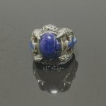 Eliz.925 Sterling Silver Lapis Lazuli Ankh Cross Claw Ring