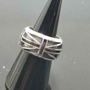 925 Sterling Silver Union Jack British Flag Ring